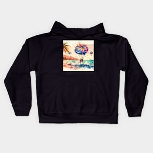 Artistic illustration of a beach scene Kids Hoodie